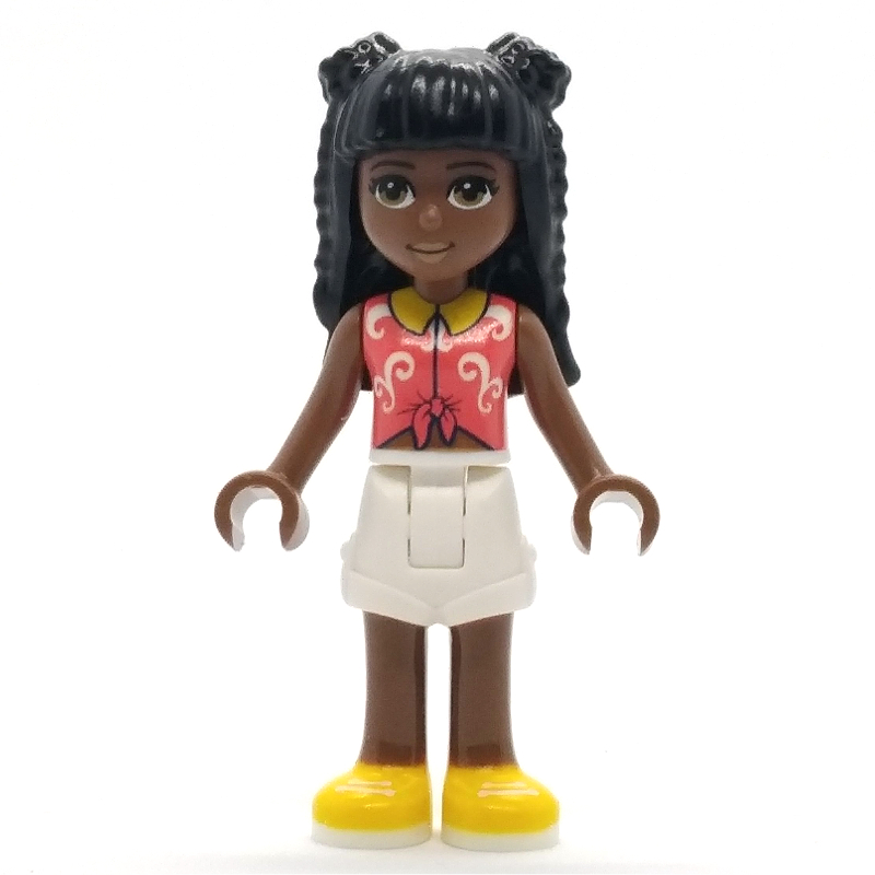 Lego Priyanka - Coral Top, White Shorts, Black Hair