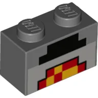 Brick 1 x 2 with Pixelated Lit Forge Print / Dark Bluish Gray