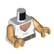 Lego Torso, White Shirt, Pendant, Light Bluish Grey Belt with Olive Green Straps print, Warm Tan Arms and Hands / White
