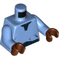 Lego Torso V-Neck Shirt with Dark Blue Trim / '20 YEARS LEGO STAR WARS' on Back Print (Lando Calrissian), Medium Blue Arms, Reddish Brown Hands / Medium Blue