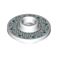 Lego Equipment Cup / Teacup Saucer with Recessed Stud on Top with Flowers and Dots Print