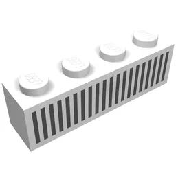Brick 1 x 4 with Black 20 Bars Grill Print / White