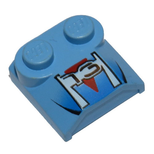 Lego Brick Curved 2 x 2 x 2/3 Two Studs and Lip End with '13' and Red Triangle Print