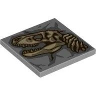 Tile 4 x 4 with Tan/Reddish Brown T-Rex Skeleton in Rock Print