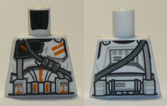 Lego Torso SW Armor Clone Trooper with Orange Markings and Dark Bluish Gray Diagonal Belt Pattern