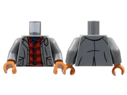 Torso Jacket, Red and Dark Red Flannel Shirt Pattern / Dark Bluish Gray Arms / Dark Orange Hands