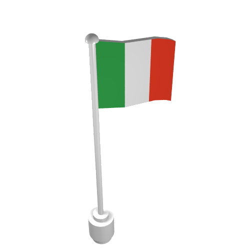 Lego Flag on Flagpole with Grove and Italy Print / White