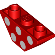 Lego Brick Sloped Inverted 45° 3 x 1 Double with 2 Blocked Open Studs with White Circles, Dots print