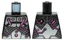 Lego Torso Armor with Silver Metal Plates and Dark Pink Electrical Wires and Buttons Pattern