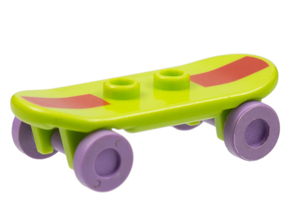 Lego Minifigure, Utensil Skateboard Deck with Dark Red Stripe Pattern with Medium Lavender Wheels (42511pb14 / 2496)