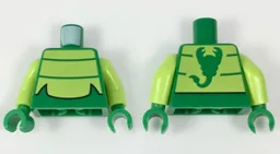 Torso Lime Chest Panel with 2 Thin Stripes Pattern (Scorpion) / Lime Arms / Green Hands