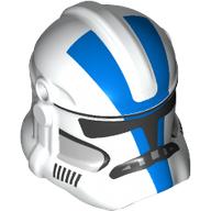 Lego Helmet Clone Trooper Phase 2, Closed Front, Holes for Visor with Blue Markings print / White