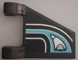 Flag 2 x 2 Trapezoid with Flat Edge with Silver Jet Intake and Medium Azure Trim Line Pattern Model Right Side (Sticker) - Set 70164