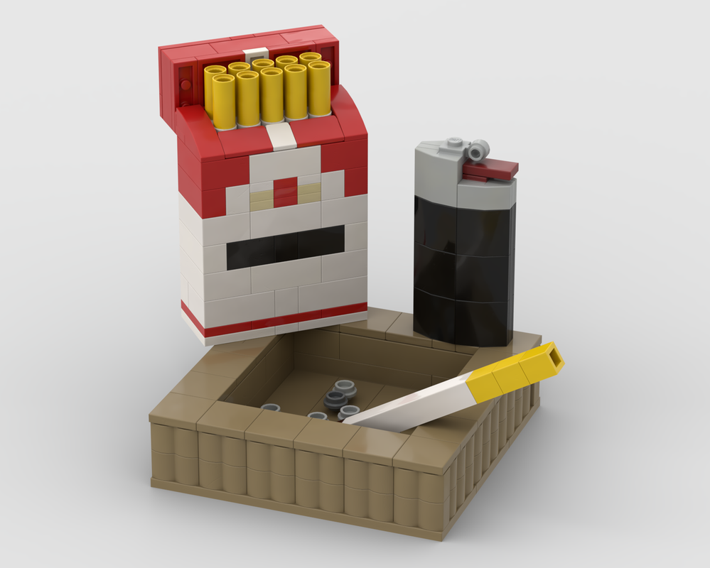 Lego Life-size Cigarette pack with Lighter, Ashtray and Cigarette