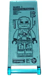Flag 7 x 3 with Bar Handle with Digital Display Screen with Dark Bluish Gray Iron Man Suit Design and 'MARK I RECONSTRUCTION' Pattern (Sticker) - Set 76216