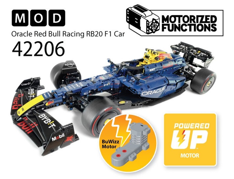 Lego 42206 Oracle Red Bull Racing RB20 F1 Car RC MOD for Power Function & BuWizz Mortors