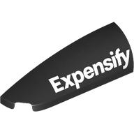 Lego Brick Round, Curved Double 1 x 4 with Stud Notch Left with White 'Expensify' print