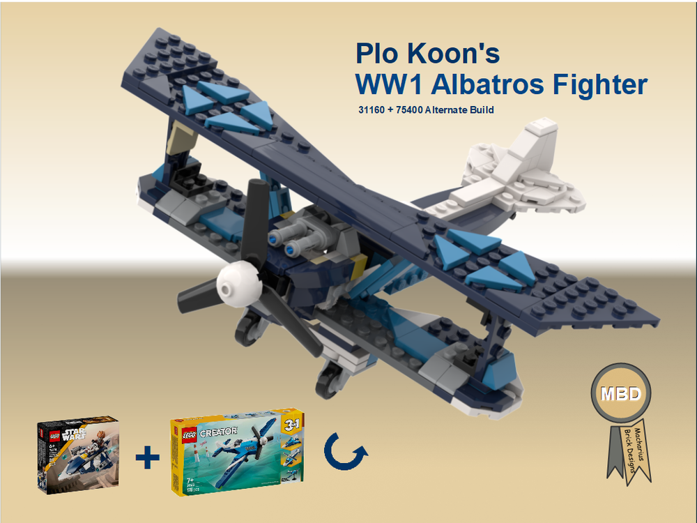 Lego Plo Koon's Albatros WW1 Fighter, 31160+75400 Alternate Build