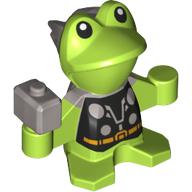Lego Animal, Frog with Silver Hammer, Black Torso, Gold Belt print (Throg) / Lime