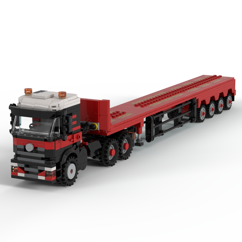Lego 6x4 Semi-Tractor with 4-Axle Flatbed Trailer - MST