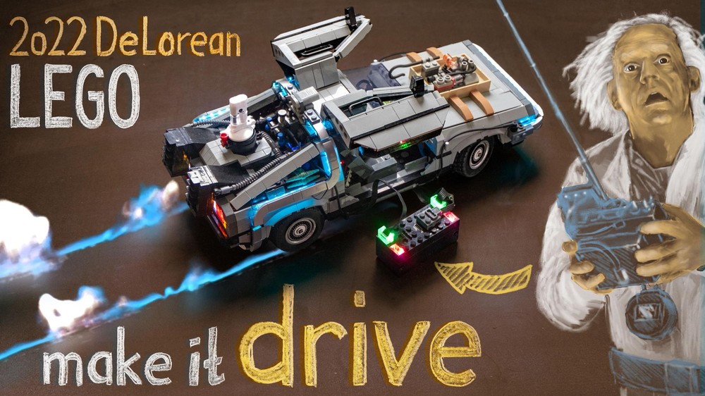 Lego DeLorean RC Mod - Motorization for 10300 Back to the Future Time Machine - remote controlled with Buwizz