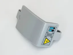 Technic, Panel Curved 3 x 5 x 3 with Black Lightening Bolt on Yellow Triangle and Medium Blue Bars Pattern (Sticker) - Set 42081