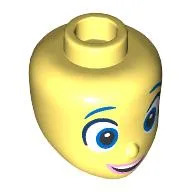 Minidoll Head, Big White Eyes, Blue Pupils, Coral Lips / Bright Light Yellow