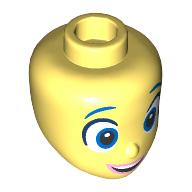 Lego Minidoll Head Big White Eyes, Blue Pupils, Coral Lips / Bright Light Yellow