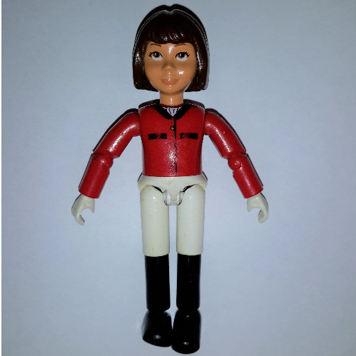 Lego Belville Figure Articulated Elbows, Child, Female, Brown Hair, White Shorts, Red Shirt (Horse Rider) / [No Color/Any Color]