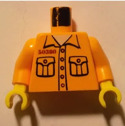 Torso, Prison Shirt with 2 Pockets, '50380' Print, Medium Orange Arms, Yellow Hands / Medium Orange