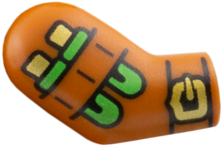 Lego Arm, Right with Gold Buckle and Bright Green Vials Pattern