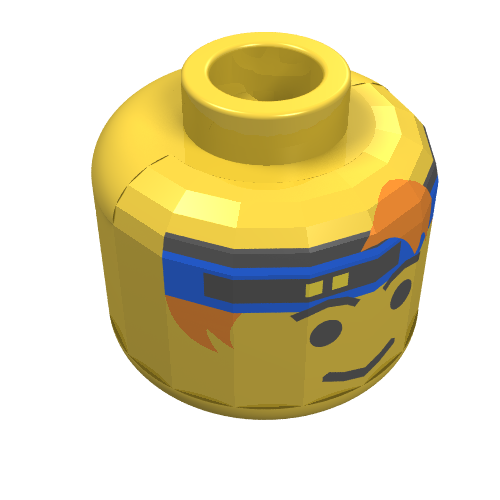 Lego Minifig Head, Headband Blue with Eyebrows Print / Yellow