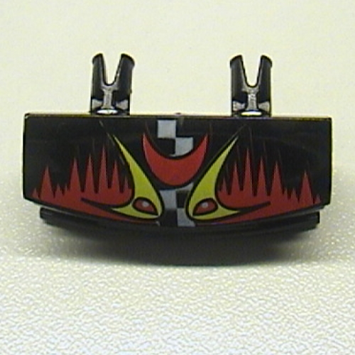 Lego Grille 1 x 4 with Two Pins with Flames and Eyes Print