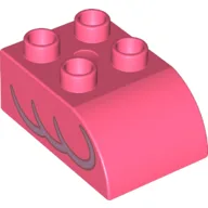 Duplo Brick 2 x 3 with Curved Top with Flamingo Wing Print