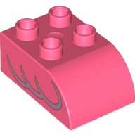 Lego Duplo Brick 2 x 3 with Curved Top, Flamingo Wing Print / Coral