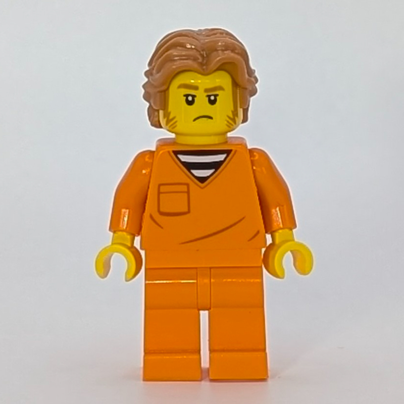 Lego Criminal, Orange Prison Jumpsiut, Medium Nougat Hair