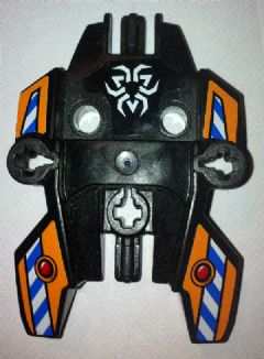 Lego Hero Factory Shield, Type 1 with Rotor Inverted and Blue and White Danger Stripes on Orange Background Pattern (Stickers) - Set 7162