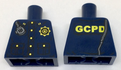 Lego Torso Police Uniform, Gold Buttons and Badge, Radio Over Shoulder and 'GCPD' on Back Pattern