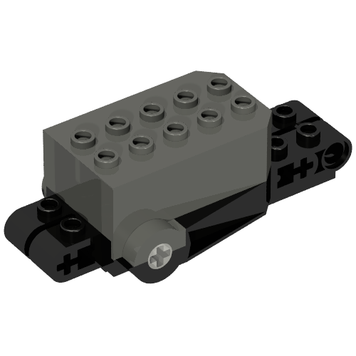 Lego Pullback Motor 9 x 4 x 2 1/3 with Black Base, White Axle Holes, Studs on Front Top Surface / Dark Gray