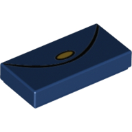 Lego Tile 1 x 2 with Purse with Gold Clasp Print / Dark Blue