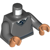 Lego Torso V-Neck Sweater with Blue and Silver Ravenclaw Tie Print, Dark Bluish Gray Arms, Nougat Hands / Dark Bluish Gray