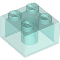 Lego Brick 2 x 2 without Inside Ridges / Trans-Light Blue