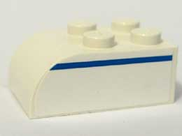 Lego Slope, Curved 3 x 2 with 4 Studs with Blue Line Right Pattern (Sticker) - Set 1376