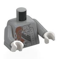 Lego Torso, Robe, Silver Trim, Copper Bloodstains print, Light Bluish Gray Arms, White Hands / Light Bluish Gray