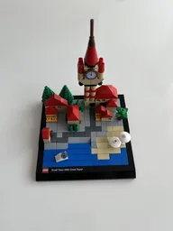 mini town with clocktower