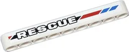 Technic, Liftarm Thick 1 x 9 with 'RESCUE' and Red and Blue Diagonal Stripes Pattern Model Left (Sticker) - Set 42020
