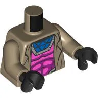 Torso Coat, Magenta Armor, Muscles, Silver Trim, Dark Azure Shirt Print, Dark Tan Arms, Black Hands / Dark Tan