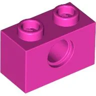 Technic Brick 1 x 2 [1 Pin Hole] / Dark Pink