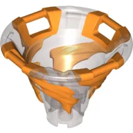 Cone Reverse with 4 Handles, Spinner, with Marbled Orange Pattern / Trans-Brown