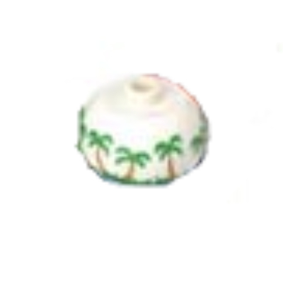 Lego Pen Bead, Round Orb with Palm Trees Print / White